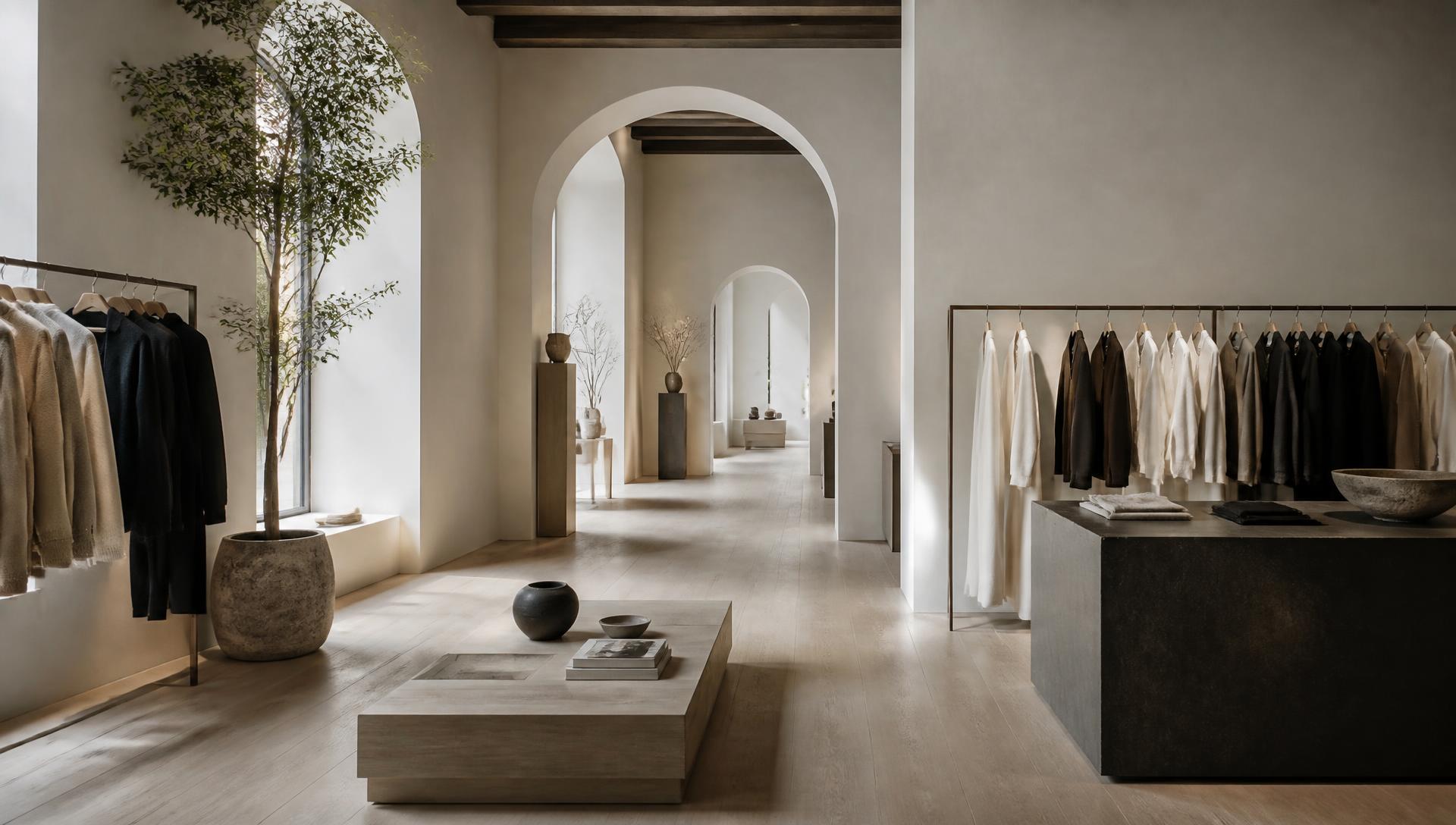 Interior of a minimalist luxury boutique
